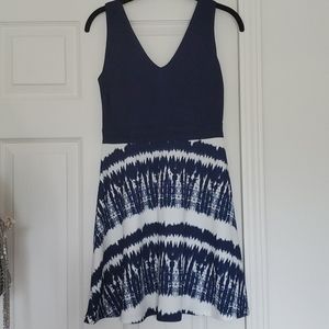 Aqua Navy and White Tie Die Tank Dress